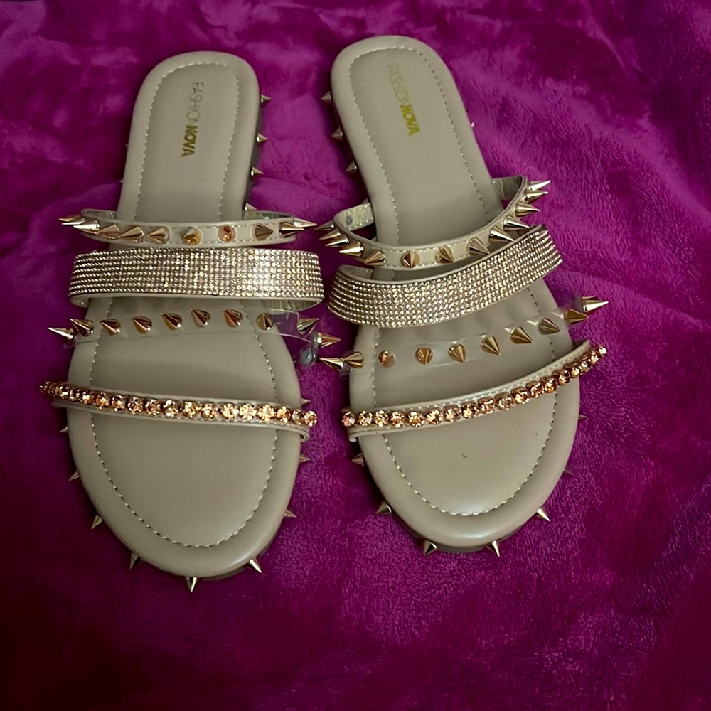 Cute Spiked Gold Sandals- Size 11